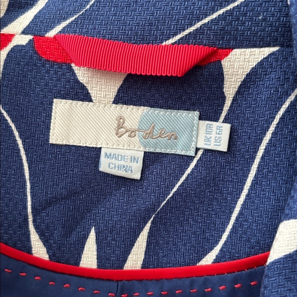 Boden 100% Cotton Bold Floral Print Trench Jacket Coat ,US 6R - Picture 10 of 11